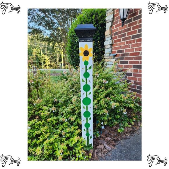 Garden Peace Pole Hand Painted Solar Light and Wire Stand Customized Yard Art - Picture 1 of 5